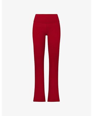 Skims Foldover Flared Stretch-Cotton Trousers
