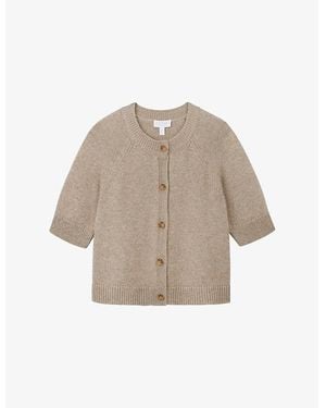 The White Company Short-Sleeved Cropped Wool-Blend Cardigan - Natural