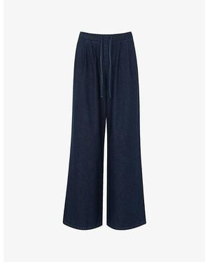 Whistles Wide-Leg Drawstring-Waist Denim Jeans - Blue