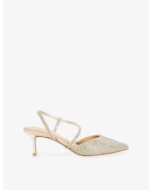 Dune Competitives Heeled Woven Sling-Backs - White