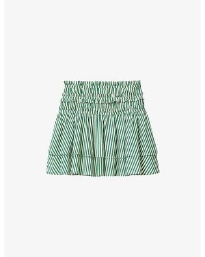 AllSaints Kali Stripe-Print Cotton Mini Skirt - Green