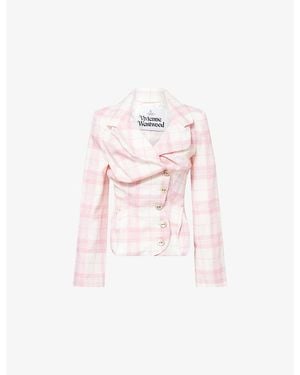 Vivienne Westwood Drunken Tailor Check-Print Wool Jacket - Pink