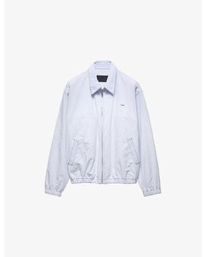 Prada Boxy-Fit Chambray Cotton Blouson Jacket - Blue