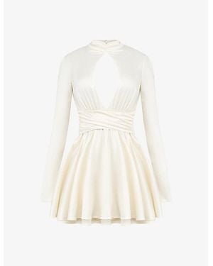 House Of Cb Aryana Bow-Embellished Stretch-Satin Mini Dress - White
