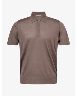 Corneliani Short-Sleeve Virgin-Wool Polo Shirt - Brown