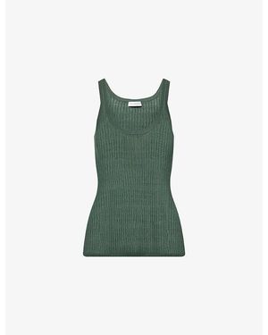Gabriela Hearst Nevin Pointelle Cashmere-Silk Knitted Tank Top - Green