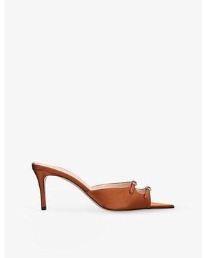 Andrea Wazen Carol 75 Satin Heeled Mules - Brown