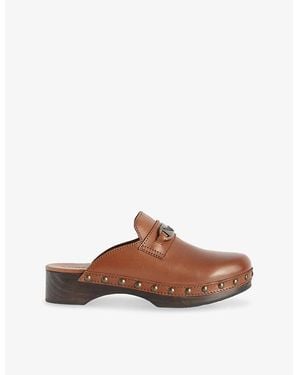 Zadig & Voltaire Azora Wing-Charm Leather Clogs - Brown