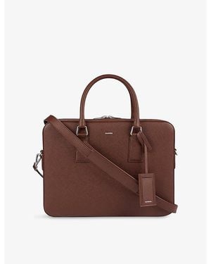 Sandro Large Logo-Embossed Faux-Leather Briefcase - Brown