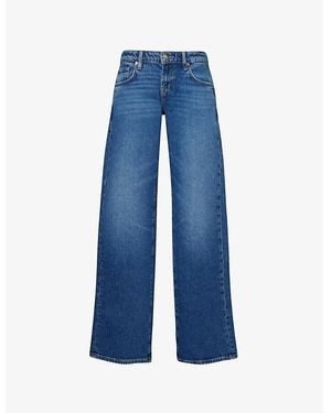 7 For All Mankind Low-Rise Straight-Leg Stretch-Denim Jeans - Blue