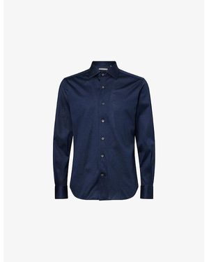 Corneliani Long-Sleeve Regular-Fit Cotton Shirt - Blue