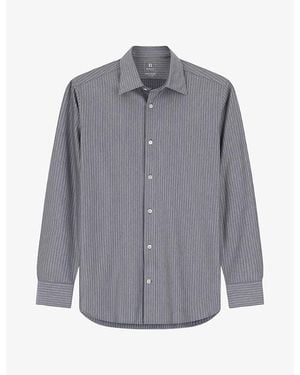 BOGGI Striped Regular-Fit Cotton-Jersey Shirt - Grey