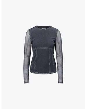 Rag & Bone Miramar Long-Sleeve Mesh Top - Blue