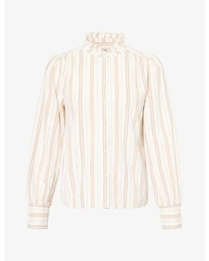 ME+EM Babycord Stripe Cotton Blouse - White