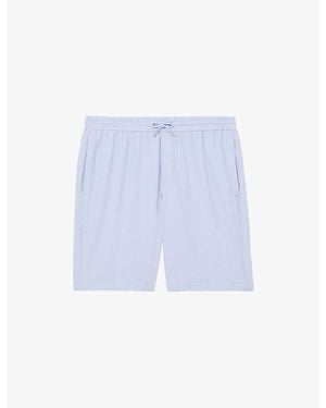 Reiss Ajay Seersucker Stretch-Woven Shorts - Blue