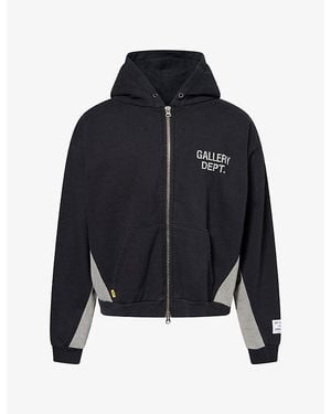 GALLERY DEPT. Logo-Print Zip-Up Cotton Hoody - Blue