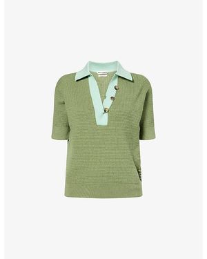 JW Anderson Short-Sleeve Polo Knit Top - Green