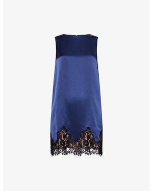 Reformation Jessalyn Lace-Hem Silk Mini Dress - Blue