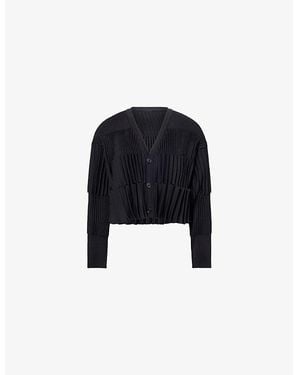 CFCL Accordion Cropped Knitted Cardigan - Black
