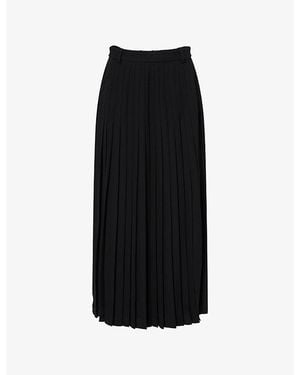 ME+EM Pleated Slit Woven Maxi Skirt - Black