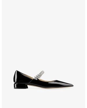 Jimmy Choo Bing 25 Crystal-Embellished Patent-Leather Flats - Black