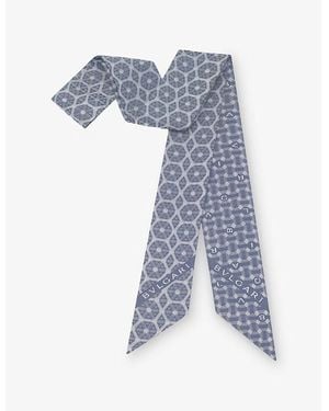 BVLGARI Echi Di Roma Shelley Printed Silk-Twill Scarf - Blue
