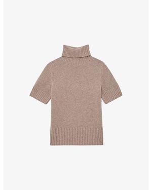Reiss Esme Roll-Neck Cashmere Jumper - Brown