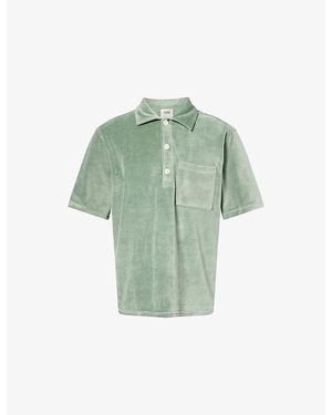 Oas Girona Patch-Pocket Cotton-Blend Velour Shirt - Green