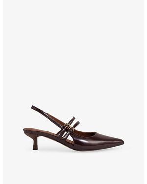 Reiss Isla Buckle Heeled Leather Sling-Backs - Multicolour