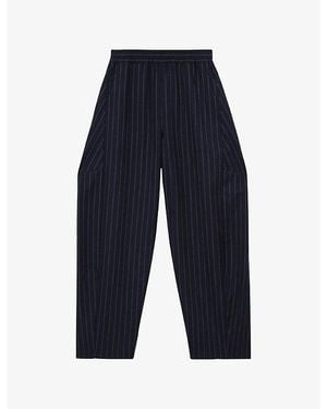 Reiss Elle Pinstripe Barrel-Leg Stretch-Woven Pants - Blue