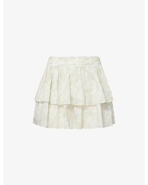 Stella McCartney Daisy-Print Tiered Cotton Mini Skirt - White