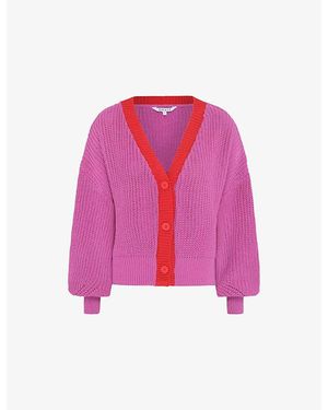 OMNES Hopper Contrast-Trim Cotton Cardigan - Pink
