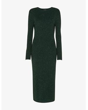 Whistles Annie Bodycon Sparkle-Knit Midi Dress - Green