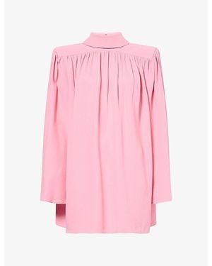 Valentino Draped High-Neck Silk Top - Pink