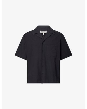 The Couture Club Revere-Collar Seersucker Cotton-Blend Shirt - Blue