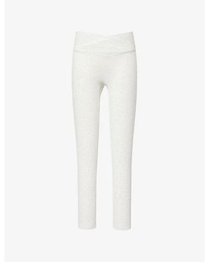 The Couture Club Sculpt Crossover-Waistband Stretch-Cotton Leggings - White