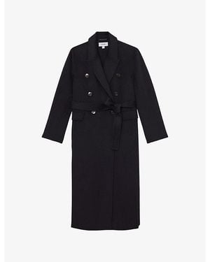 Reiss Brogan Double-Breasted Wool-Blend Coat - Black