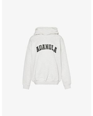 ADANOLA Varsity Logo-Print Oversized Cotton Fleece Hoody - White