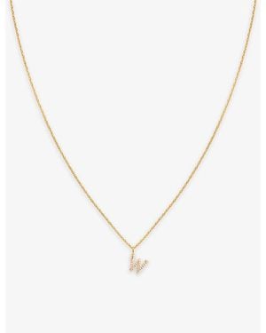 Astrid & Miyu Initial W 18Ct-Plated Sterling- And Cubic Zirconia Pendant Necklace - Metallic