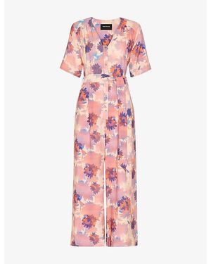 Whistles Floral-Print Button-Down Woven Jumpsuit - Pink