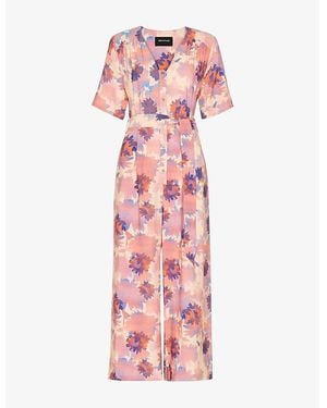 Whistles Floral-Print Button-Down Woven Jumpsuit - Pink