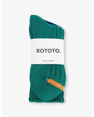 RoToTo Chunky Ribbed Stretch-Cotton Blend Socks - Green