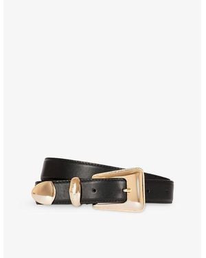The Kooples Western-Buckle Leather Belt - Black