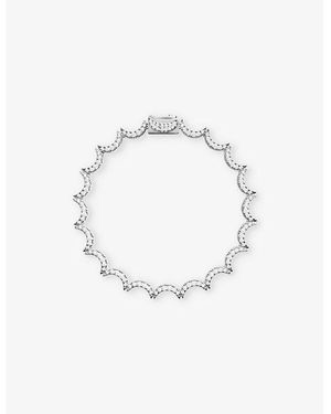 Apm Monaco Wavy Sterling- And Cubic Zirconia Bracelet - White