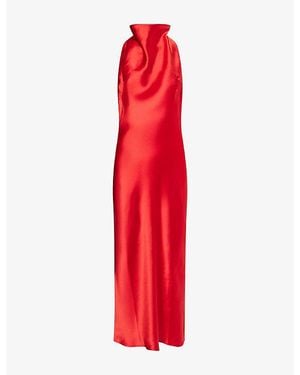 Pretty Lavish Edita Halterneck Satin Maxi Dress - Red