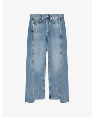 AllSaints Frankie Stud Wide-Leg Jeans - Blue