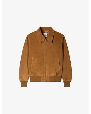 Sandro Regular-Fit Zip-Up Suede Jacket - Brown