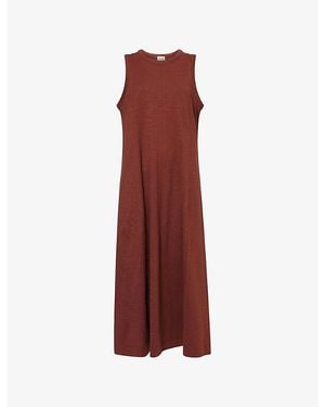 ME+EM Slub Sleeveless Cotton Maxi Dress - Red