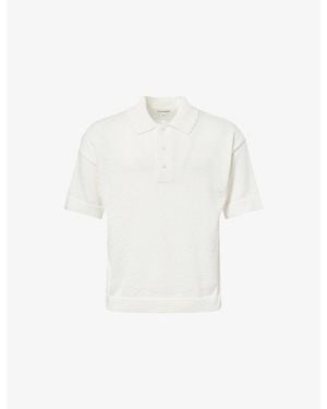 The Couture Club Short-Sleeve Gauge Knitted Polo T-Shirt - White