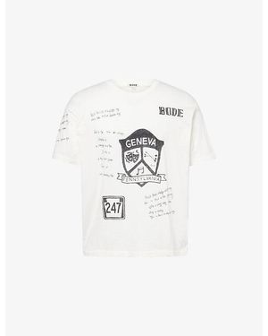 Bode Camp Crest Graphic-Print Cotton T-Shirt - White